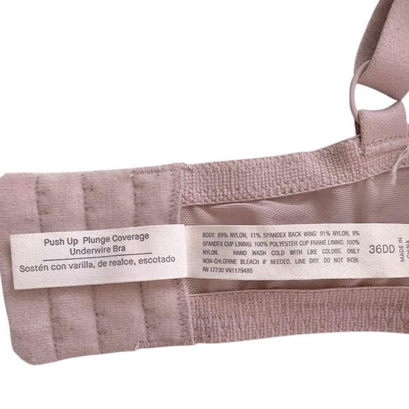 Auden Push up Plunge full coverage women’s underwire lace bra mauve size 36DD - Picture 6 of 7